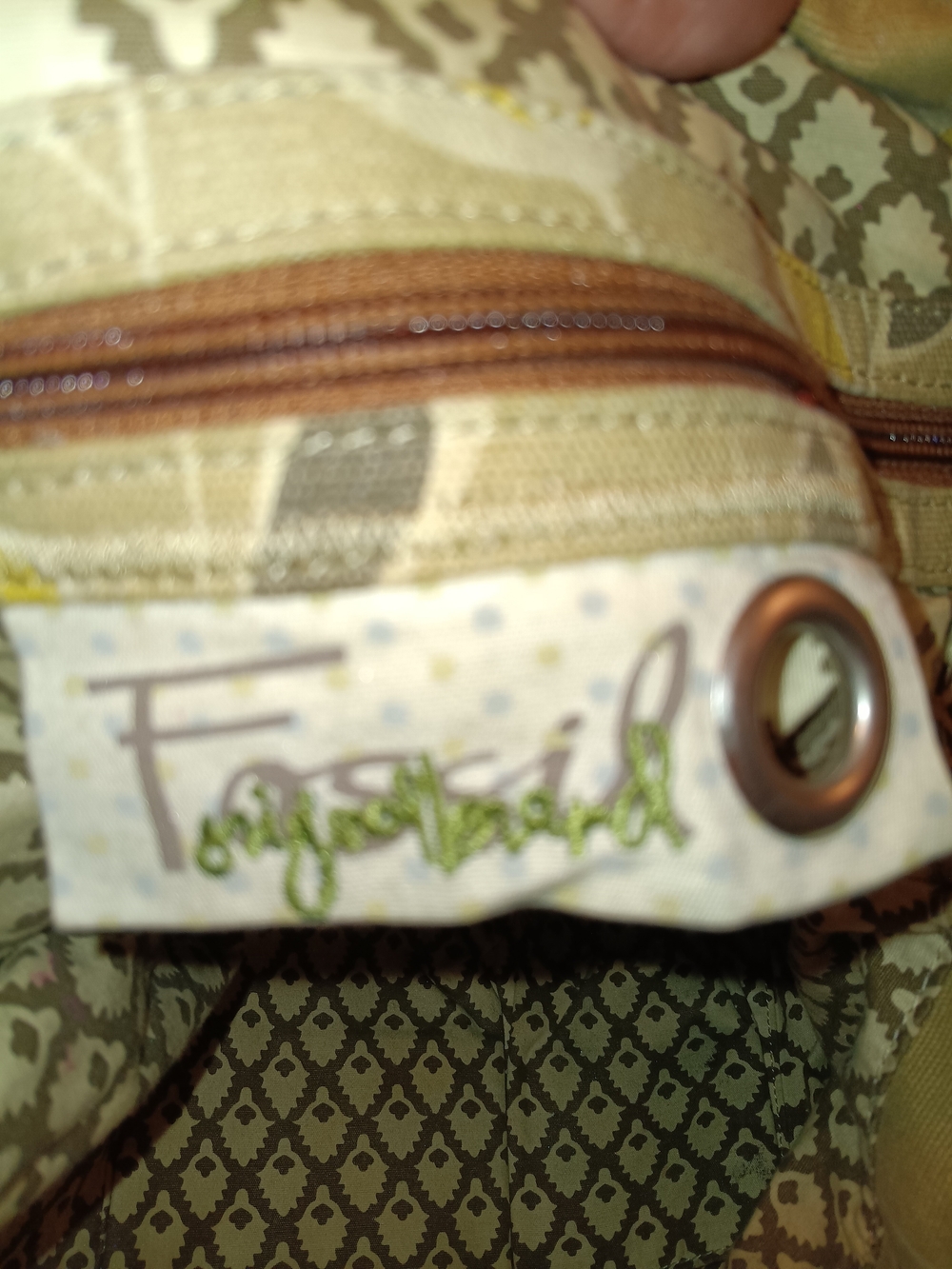 Fossil Beige Brown Tote Bag with Leather Straps - Picture 13 of 13